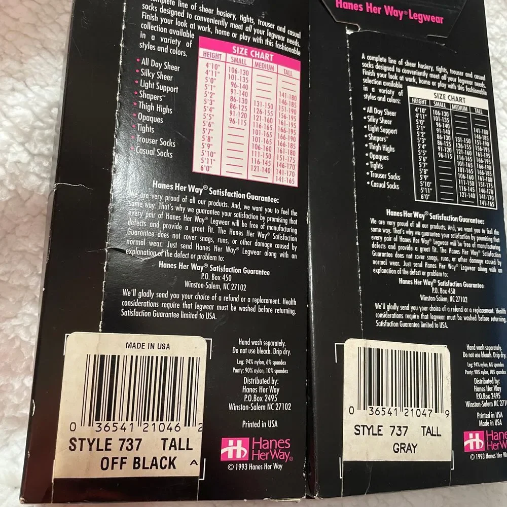 Hanes HerWay All Day Sheer Control Top Pantyhose Off Black & Gray‎ Tall